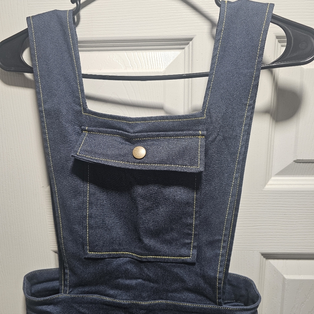 Unique Vintage Dark Denim Overalls - Picture 12 of 12